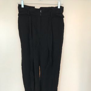 Black paper bag waist trousers